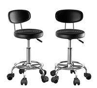 2 Tabouret Bar Reglable en Hauteur, Chaise Pivotante pour Domicile, Noir | Tabouret Roulette Hauteur 46-61cm, Tige de Pompe à Air de levage à 3 étages, pour Coiffeuse Cabinet Médical Atelier