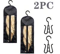 2 tailles 80 cm de long/60 cm de court Sac de rangement pour perruque, sac organisateur de perruque extra large avec fenêtre imperméable à fermeture éclair, pochette de rangement anti-poussière pour p