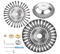 2 Tete Brosse Débroussailleuse,Tête de désherbage Fil d'acier(6＋8pouces) | Brosse à Désherber Ronde,Brosse de Debroussailleuse Universelle,Brosse à herbes sauvages pour débroussailleuse