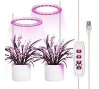 [2 têtes] Lampe Plante, Lumière LED Pour plantes d'intérieur à spectre complet - Lumière compacte réglable en hauteur avec minuterie automatique on/off de 8/12/16 heures - 5 niveaux d'intensité