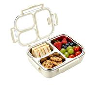 2 Tier Stainless Steel Lunch Box, 3 Compartment Leakproof Food Container | 3 Compartments, Stainless Steel Interior, Leakproof Buckle Lid, Dishwasher Safe, 9.25x6.89x2.76 Inch Size