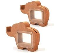 2 tirelires éléphant en bois MDF 15 x 11 x 3 cm Marron G