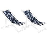 2 Toiles de Transat 113 x 44 cm en Polyester Bleu Marine Anzio / Avellino