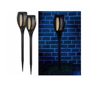 : 2 torches de jardin solaires 58 cm avec LED à effet flamme