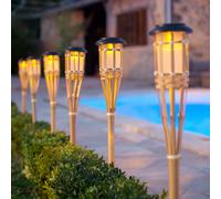 2 Torches Solaires LED en Bambou