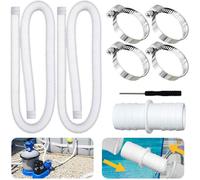 2 tuyaux piscine 32mm + 4 clips sécurité + 1 raccord - 150cm