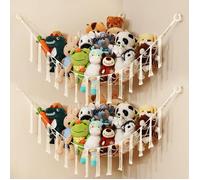 2 Unités Hamac de Rangement pour Jouets, Hamac de Rangement pour Jouets Boho pour Animaux en Peluche-Organisateur Suspendu Peluches
