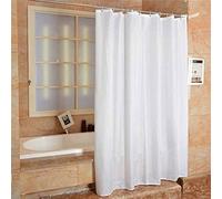 2 ur door Rideau de Douche en Polyester résistant à la moisissure et à la moisissure avec 12 Crochets - Imperméable et Lavable pour Une Salle de Bain fraîche et Propre Blanc 180 x 180 cm