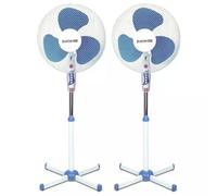 2 Ventilateurs sur pied Blanc/Bleu 40 cm Electrotek EF-F16SF