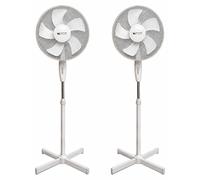 2 ventilateurs sur pied BURI, 45W | Réglable en hauteur (120-130 cm) | 3 vitesses | 5 pales | Ø 43 cm | Fonctionnement silencieux | Angle d'inclinaison réglable | Blanc