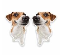 2 x 10 cm funny Jack Russell en vinyle autocollants pour ordinateur portable voiture vélo pour chien cadeau # 9635 - 7cm Wide x 10cm Tall