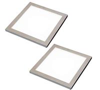 2 x 6 W Plat à LED de cuisine Cabinet d'éclairage spot et pilote kit- Nickel brossé Finition - Blanc chaud - Down lumières sous placard - Cablefinder