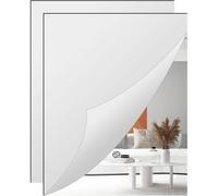 2 X Acrylic Mirror Adhesive Mirrors Wall Stickers Without Glass Mirror Decorative Wall Stickers For Bathrooms, Bedrooms, Doors Etc (40 X 30 X 2.5 Mm)