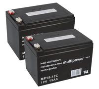 2 x BATTERIE AU PLOMB 12 V 15 Ah compatible BATTERIE AU GEL pour 24 V 12 Ah 13 Ah 14 Ah