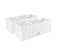 2 x boîte de balcon jardinière aspect rotin pot de plantation pot de fleurs b...