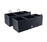 2 x boîte de balcon jardinière aspect rotin pot de plantation pot de fleurs c...