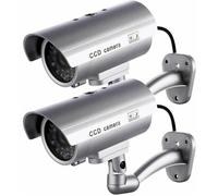 2 x Caméra factice extérieure pour une utilisation intérieure ou extérieure avec LED clignotante en forme de balle Guazhuni