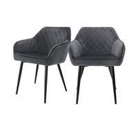 2 x Chaise de salle à manger Anthracite Housse en velours avec pieds en métal matériel de montage inclus ML-Design