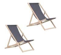 2 x Chaise Longue Pliante en Bois - Chaise Longue de Jardin Pliante - Chaise de Plage