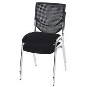 2 x chaise visiteur T401, chaise de conférence, empilable, tissu siège noir, pieds chromés