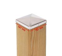 2 x Chapeau de Poteau 161x161 mm Pyramide en Acier Inoxydable - Capuchon de Protection pour Poteaux Bois 160x160 mm - Couvercle de Clôture, Inox Antirouille