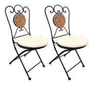 2 x décoratif mosaïque Terre Cuite Chaise de Jardin Mosaïque Beige avec Une Chaise Chaise pour pour l'intérieur et l'extérieur
