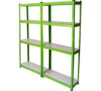 2 x E-Rax : étagère pour serre, étagère de garage, étagère en acier, étagère industrielle, étagère d'atelier, étagère à emboîter, étagère métallique, 100 % sans vis, verte, hydrofuge