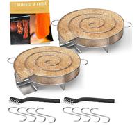 2 X Générateur/Serpentin de Fumée Froide pour Fumoir Viande et Poisson + 4 crochets et 1 Brosse de nettoyage - Guide Numérique PDF à Télécharger (Offert)