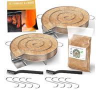 2 X Générateur/Serpentin de Fumée Froide pour Fumoir Viande et Poisson + 500 Gr de Sciure de bois de hêtre + 8 crochets et 2 Brosse de nettoyage - Guide Numérique PDF à Télécharger