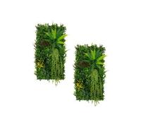2 x Panneau Mural Végétal Artificiel 0,5 x 1 m Alina Feuillage Jardin Maison Vert G