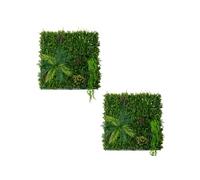 2 x Panneau Mural Végétal Artificiel 1 x 1 m Alina Feuillage Décor Jardin Maison