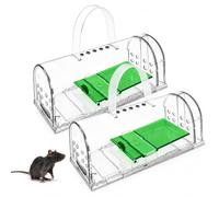2 X pièges à Souris Vivant, Piège à Rat, pour l'intérieur et l'extérieur Piège à Souris réutilisable pour rongeurs. Capteur Rapide & Efficace, libération sans Contact