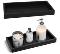 2 x Plateau Rectangulaire Noir, Plateau de Salle de Bain, Plateau Decoratif, Plateau Antidérapant pour Vanité, Baignoire, évier de
