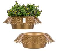 2 X Pot De Fleurs Pour Le Cimetière Bowl Pot Gold Round Ø 23 Cm Composition Grave Ajourée V1 Multicolore