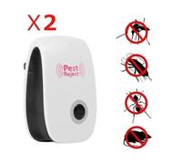 2 x Repulsif Insectes Anti-nuisibles à Ultrasons Moustiques Rongeur Electronique Pest Repeller pour lutter Anti