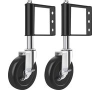 2 x roulettes de portail à ressort, roues pivotantes de portail caoutchoutées de 4 pouces, pivotant à 360 degrés, roue pivotante à ressort avec frein