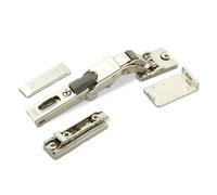 2 x Salice charnières universelles pour porte en verre ou porte-miroir 110° y compris plaque de montage linéaire hauteur 3 mm avec vis européennes, réglage par excentrique