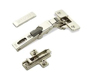 2 x SOTECH charnières universelles Salice 110° perçage T48 Push Open pour portes arrondies, à recouvrement et profilées plaque de montage en croix hauteur 3 mm