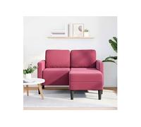 vidaXL Canapé 2 places avec méridienne en L velours rouge bordeaux 125 cm