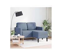 vidaXL Canapé 2 places avec méridienne en L, Bleu, 125 cm, lin, convertible