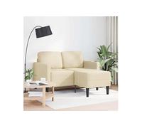 vidaXL Canapé 2 places en L avec méridienne, tissu crème, 125 cm