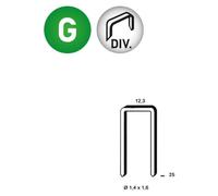 20 000 Agrafes S-25 Divergentes Galvanisées - 12.3x25x1.4x1.6 mm - D-Work