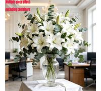 20/10 pièces Bouquet de lys et d'eucalyptus artificiels, fleurs en soie premium, décoration DIY, fleurs artificielles pour décoration de salon, accessoires de mariage, cadeau de la Saint-Valentin, fle