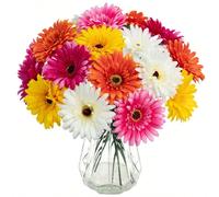 20/15/10/5/1 pièce pièce Fleurs de marguerite gerbera en soie artificielle avec tiges, fausses fleurs de marguerite, en gros pour la maison, le mariage, la fête, le vase, le centre de table, la couron
