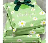 20/16/8/1-Grands sacs d'expédition imperméables avec imprimé marguerite verte et auto-scellés avec "Merci", enveloppes d'expédition résistantes aux déchirures convenant pour les vêtements, sacs d'emba
