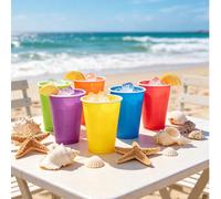 20/40 pièces Gobelets en plastique à double paroi de couleur aléatoire, gobelets de boisson de 16 oz pour fête, convenant aux rassemblements d'été, événements de vacances, fêtes d'anniversaire, mariag