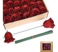 20/5 pièces Roses artificielles rouge vin avec tige, roses décoratives pailletées DIY, fausses fleurs pour l'automne, artisanat maison, mariage, fête, bouquet, décoration de bureau, fêtes, Halloween, 