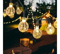 20/50 LEDS Boule de cristal 5M/10M Lampe solaire Power LED String Fairy Lights Solar Garlands Garden Decor for Outdoor - Blanc pur 50 LEDS