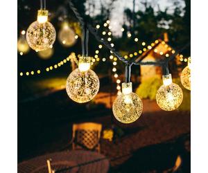 20/50 LEDS Boule de cristal 5M/10M Lampe solaire Power LED String Fairy Lights Solar Garlands Garden Decor for Outdoor - Blanc pur 50 LEDS