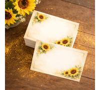 20/50 pièces Cartes de message vintage tournesol, cartes de vœux vierges, bordure tournesol aquarelle avec fond beige, parfaites pour les notes de remerciement, les cartes de placement de mariage, les